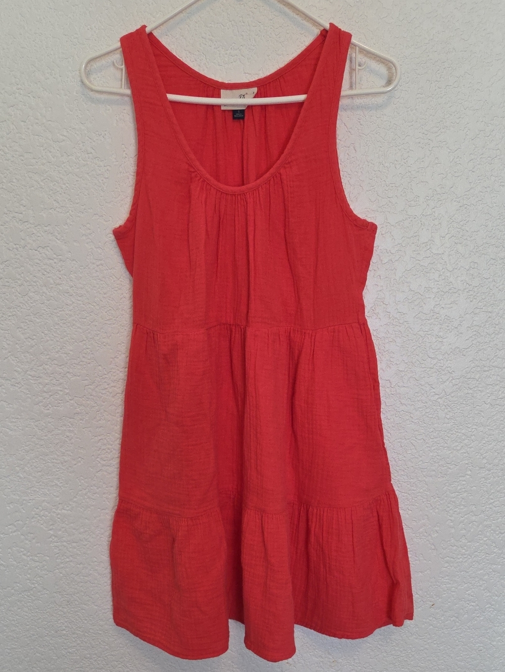 Universal Thread Coral Cotton Gauze Dress, Size S